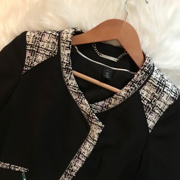 WhiteHouse BlackMarket Black Jacket, Tweed Trim - Picture 5 of 8